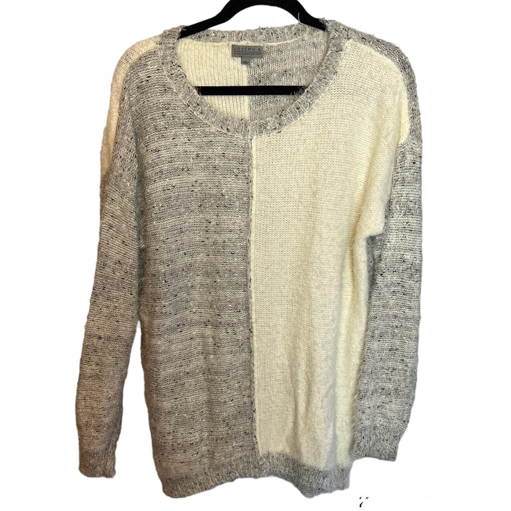 Joseph A Gray And Cream Color Block Fuzzy Sweater… - image 1